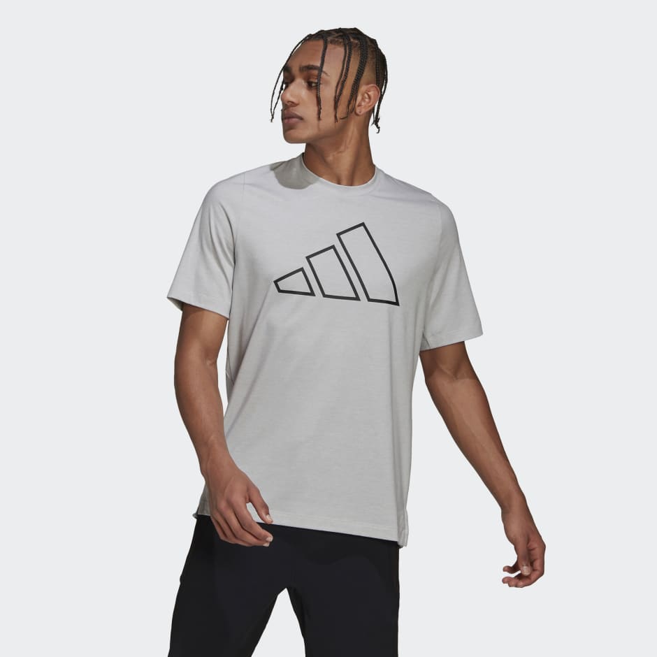 Clothing - Train Icons 3-Bar Training Tee - Grey | adidas South Africa