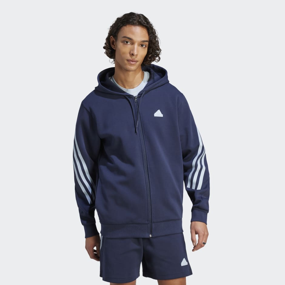 Men's Clothing - Future Icons 3-Stripes Full-Zip Hoodie - Blue | adidas ...