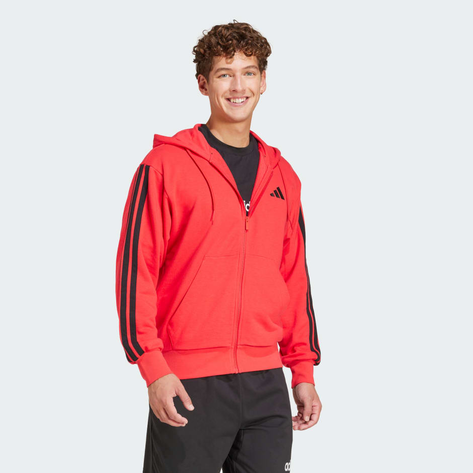 Essentials 3-Stripes French Terry Full-Zip Hoodie