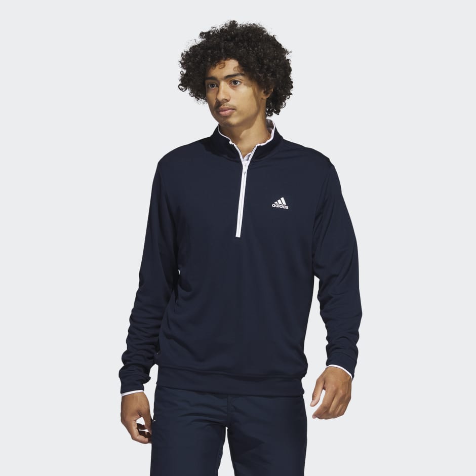Clothing - Quarter-Zip Golf Pullover - Blue | adidas South Africa