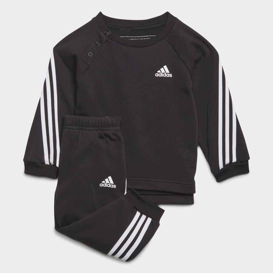 adidas 3 stripe joggers in black