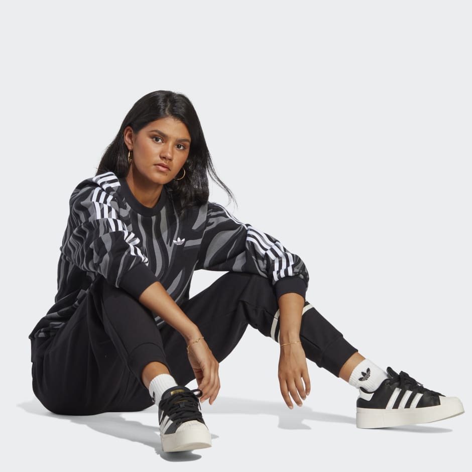 adidas Abstract Allover Animal Print Sweatshirt - Black | adidas UAE