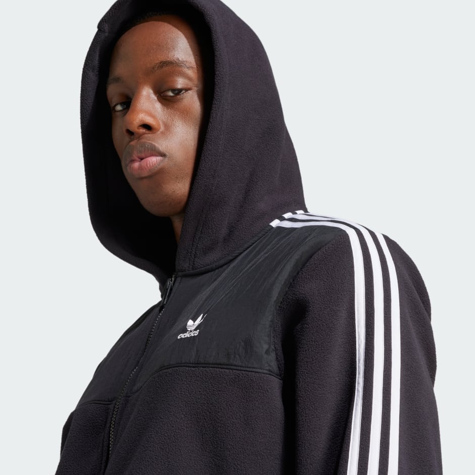 Clothing Adicolor 3 Stripes Teddy Fleece Hoodie Black adidas Bahrain