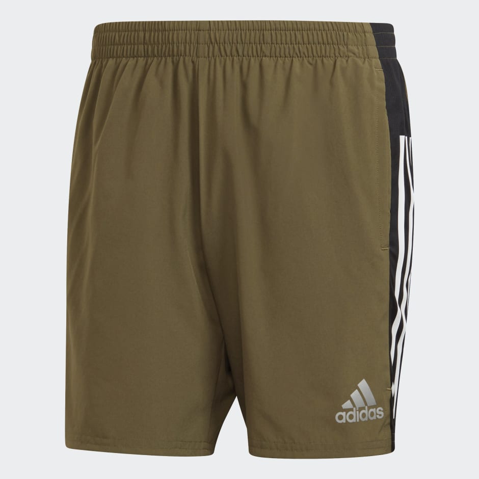 adidas own the run 3 stripe shorts