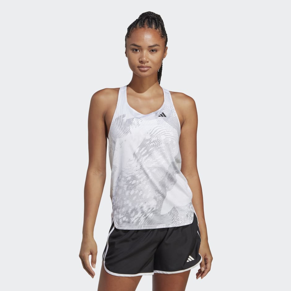 Raar ten tweede abstract Women's Clothing - Adizero Running Tank Top - White | adidas Oman