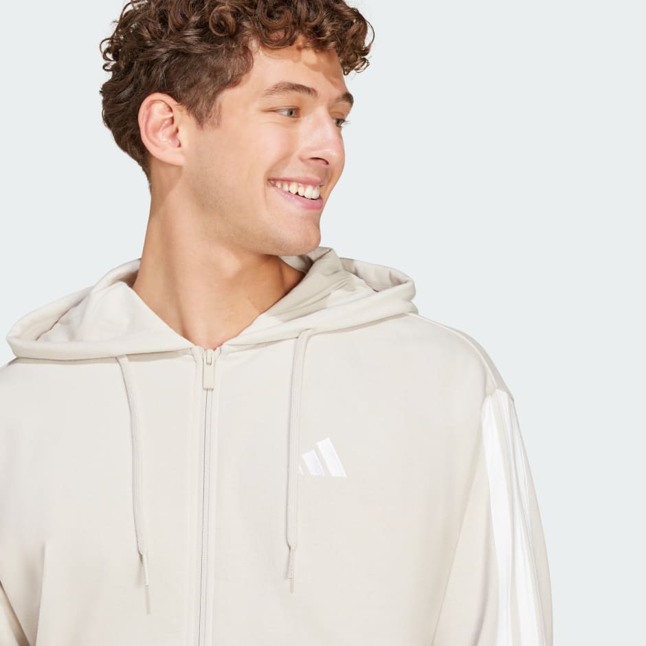 جاكيت بقبعة Essentials 3-Stripes French Terry