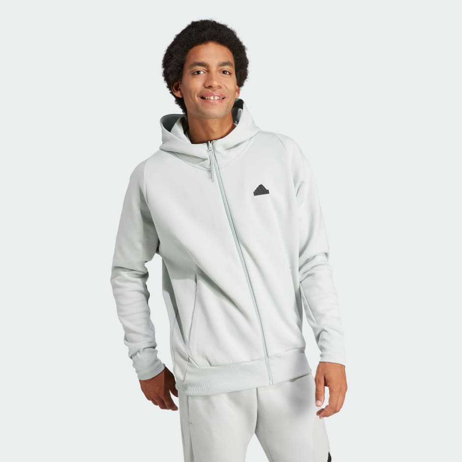 adidas Z.N.E. Premium Full-Zip Hooded Track Jacket - Grey | adidas UAE