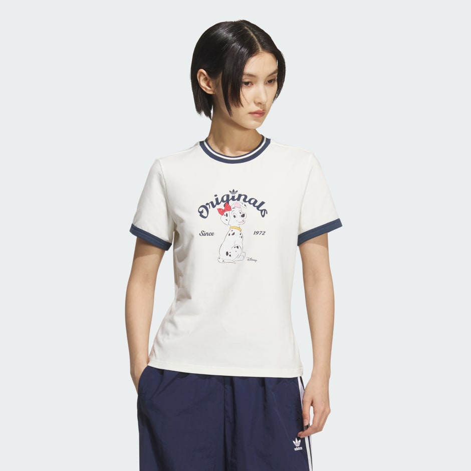 ☆Adidas x Disney☆Originals Ringer Tee White Men's adidas originals x Disney Crossover Cartoon Anime Logo