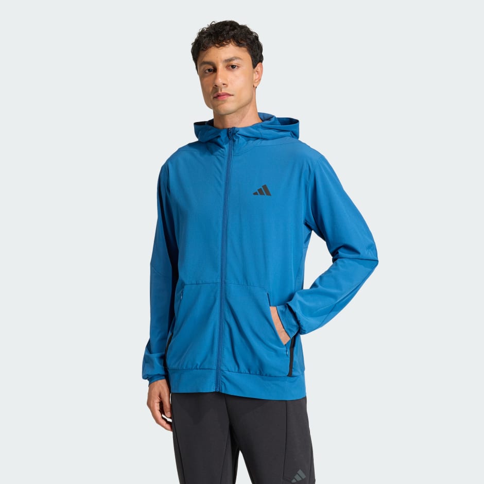 Clothing - D4T WORKOUT FULL-ZIP HOODIE - Blue | adidas Oman