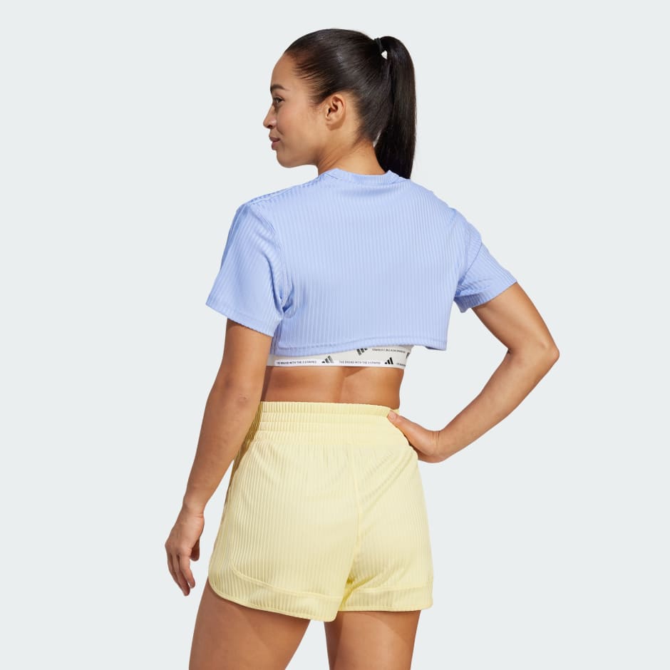 All Gym Seasonal Rib Crop Tonal 3-Stripes Tee