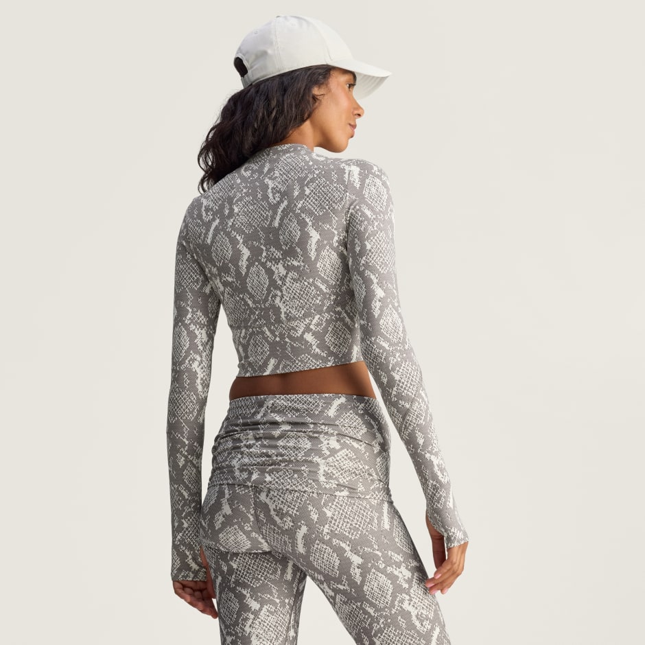 Top de antrenament scurt cu m&acirc;necă lungă adidas by Stella McCartney, cu imprimeu