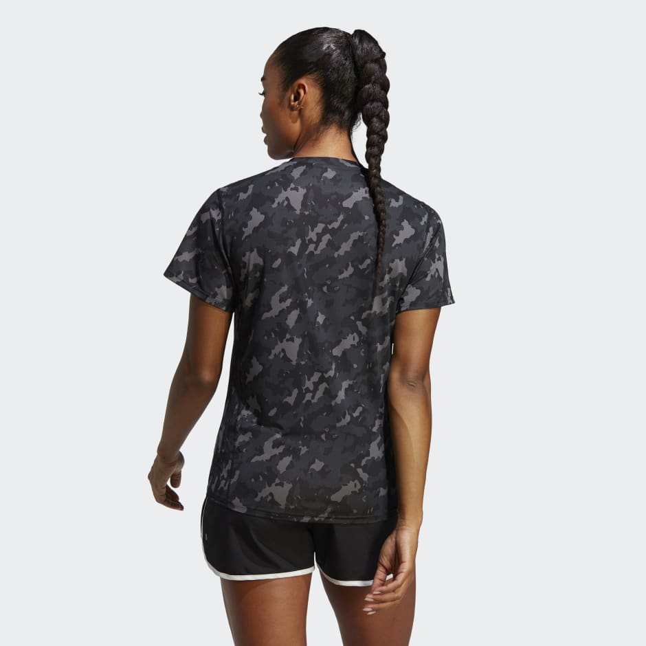 Het spijt me ontspannen geestelijke Women's Clothing - Own the Run Camo Running Tee - Black | adidas Oman