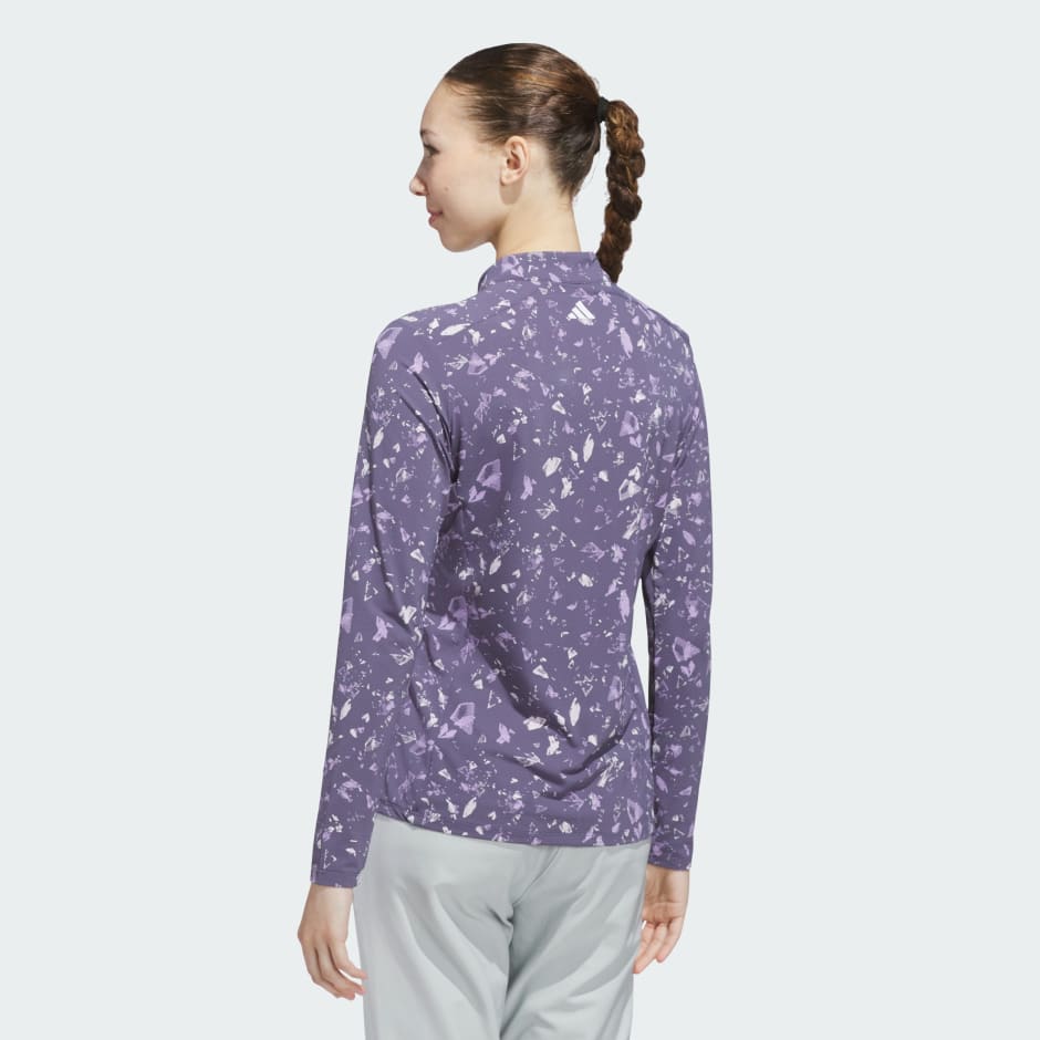 Ultimate365 Printed Quarter-Zip Mock Neck Top
