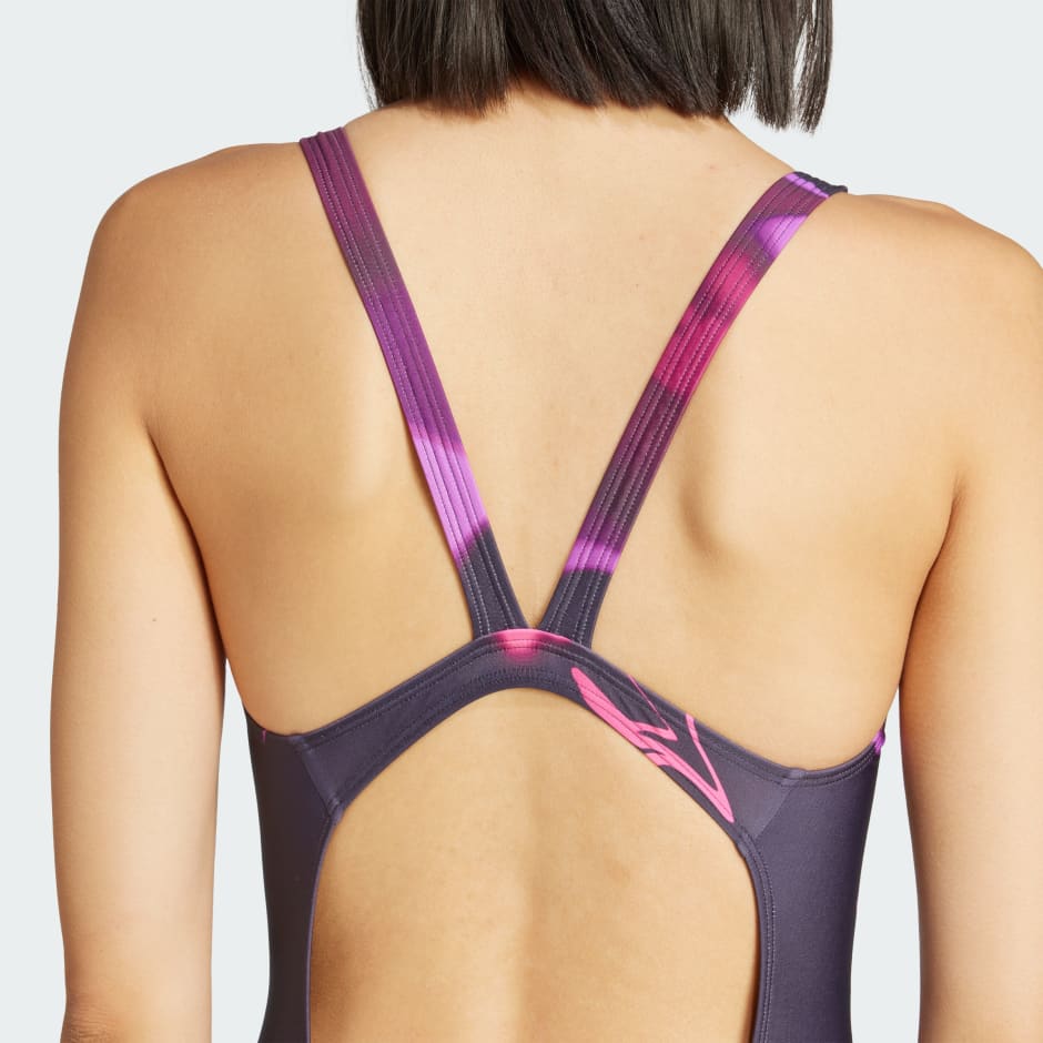 رداء سباحة بظهر على شكل حرف V ورسومات مصبوغ بطريقة الربط