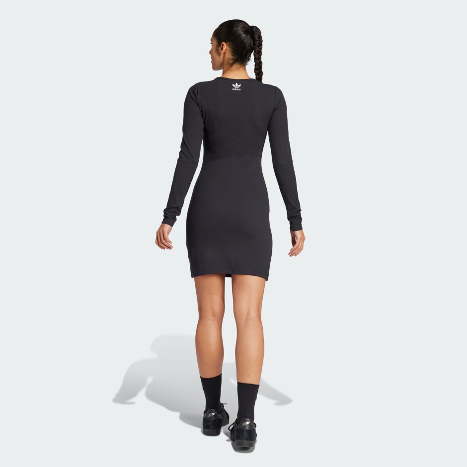 Black Ferns Essentials Rib Long Sleeve Dress
