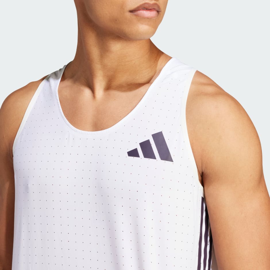 Men's Clothing - Adizero Promo Running Singlet - White | adidas Saudi ...