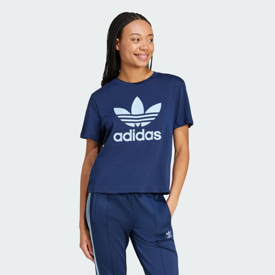 CLOTHING - Adicolor Trefoil Boxy Tee - Blue | adidas Oman
