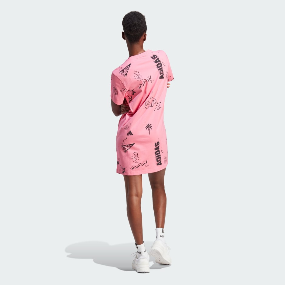 Adidas t shirt dress pink sale