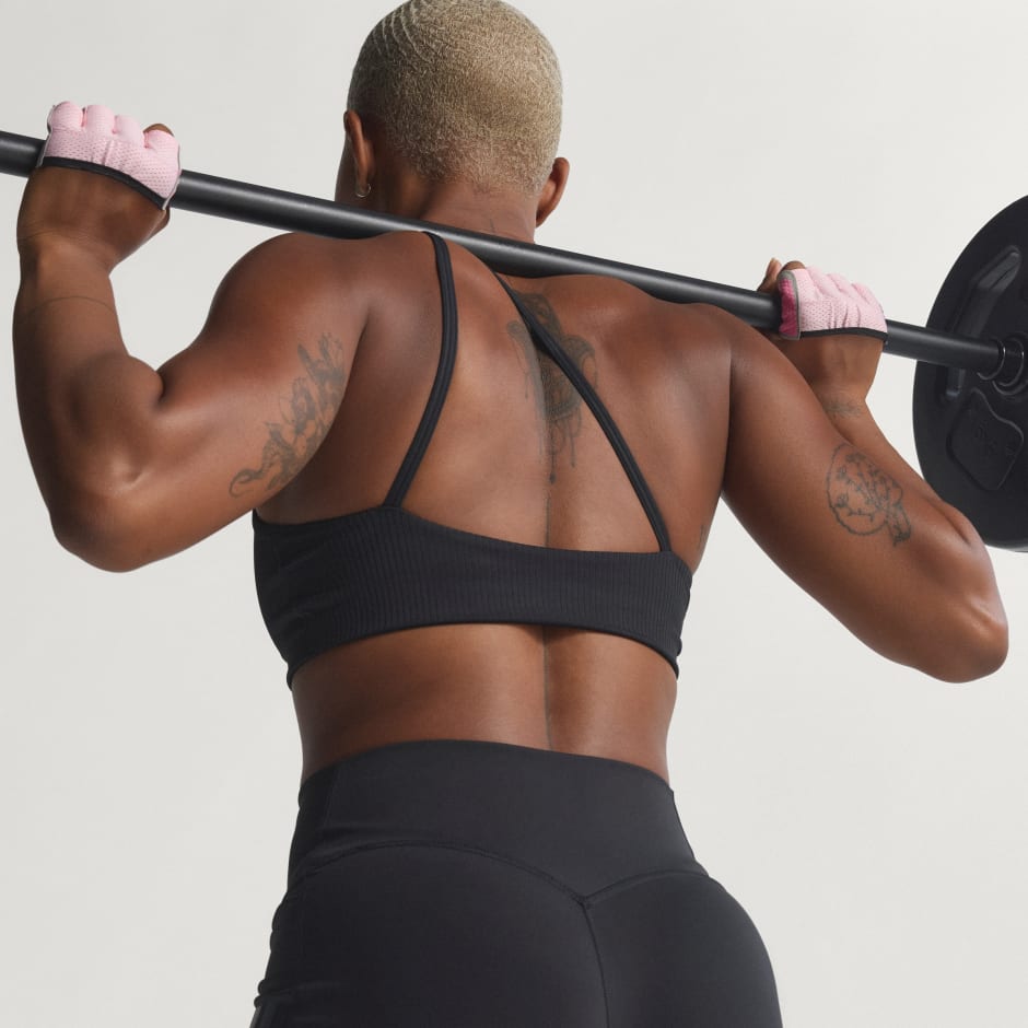 Sutien de antrenament Optime su striații, un umăr gol și susținere ușoară