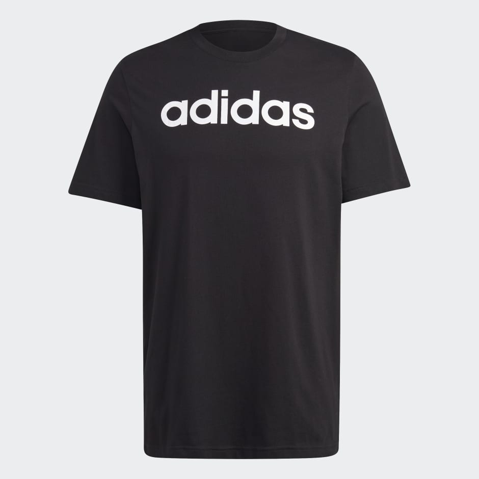 adidas Essentials Single Jersey Linear Embroidered Logo Tee - Black ...