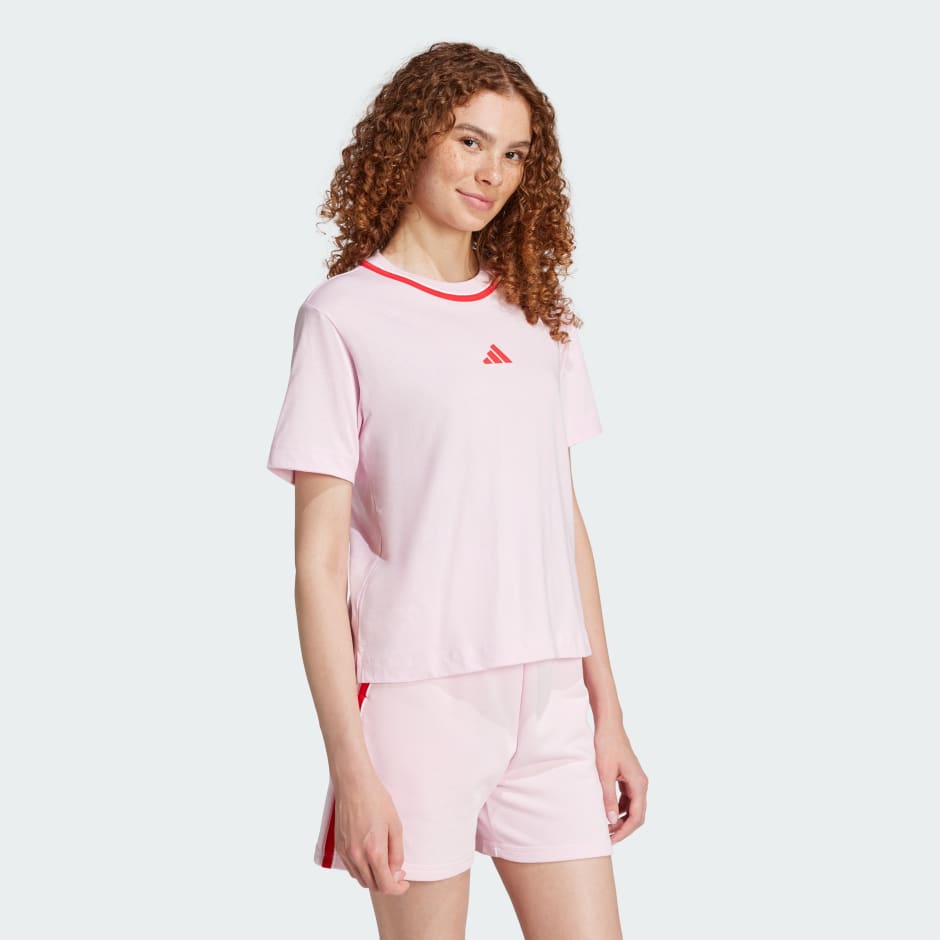 Tricou Essentials din bumbac, cu accente de culoare