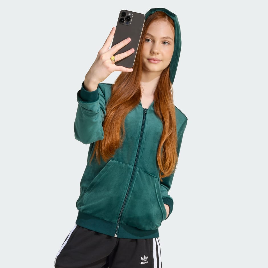 Hanorac din velur cu fermoar