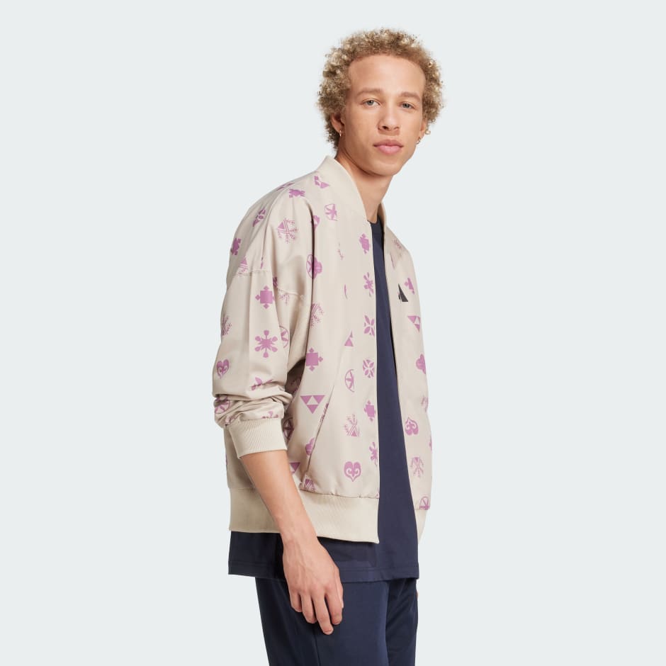 Bloom Sky Print Woven Bomber Jacket