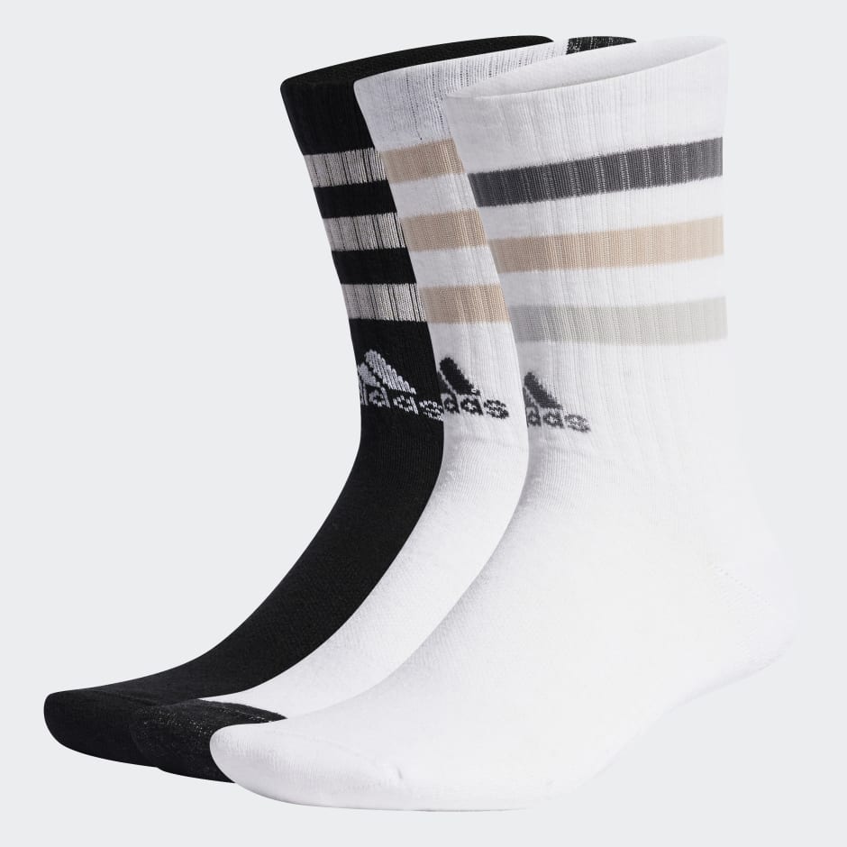 Bold 3-Stripes Cushioned Crew Socks 3 Pairs image number null
