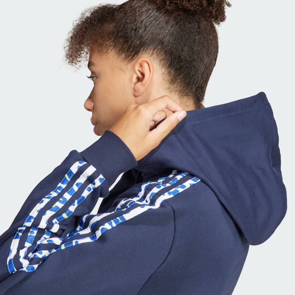 Essentials 3-Stripes Animal Print Relaxed Hoodie
