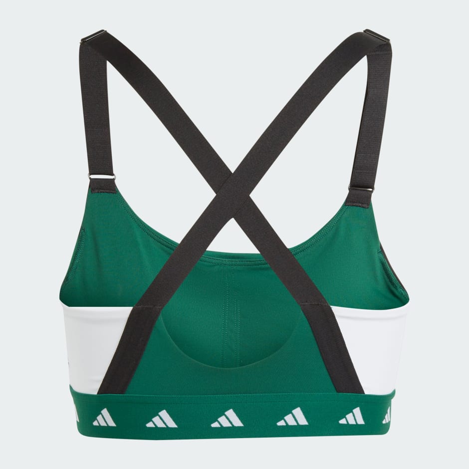 Women\'s Clothing - | Training Bra - Colorblock Techfit Medium-Support Bahrain Green adidas Powerimpact