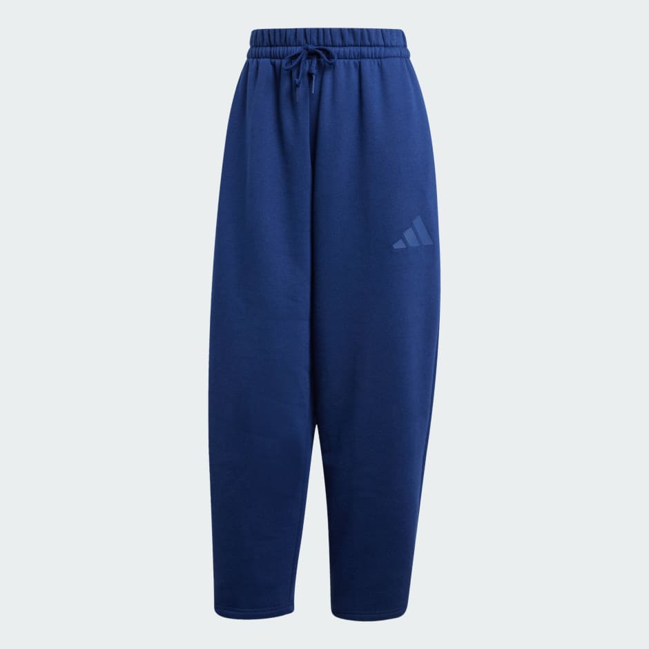 Pantaloni barrel Essentials din lână fleece cu logo contemporan