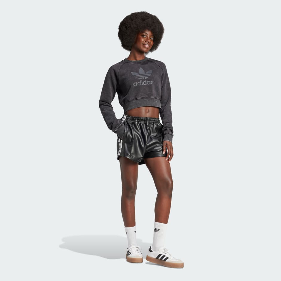 Washed Cropped Trefoil Sweatshirt