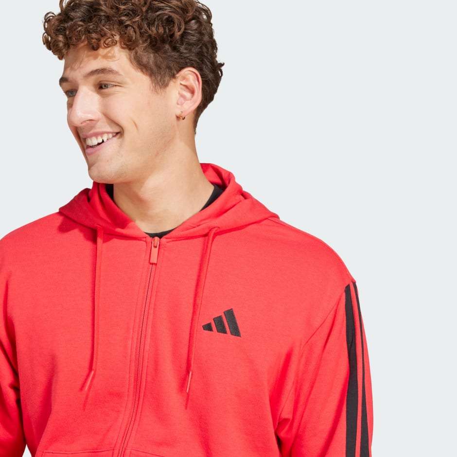 Essentials 3-Stripes French Terry Full-Zip Hoodie
