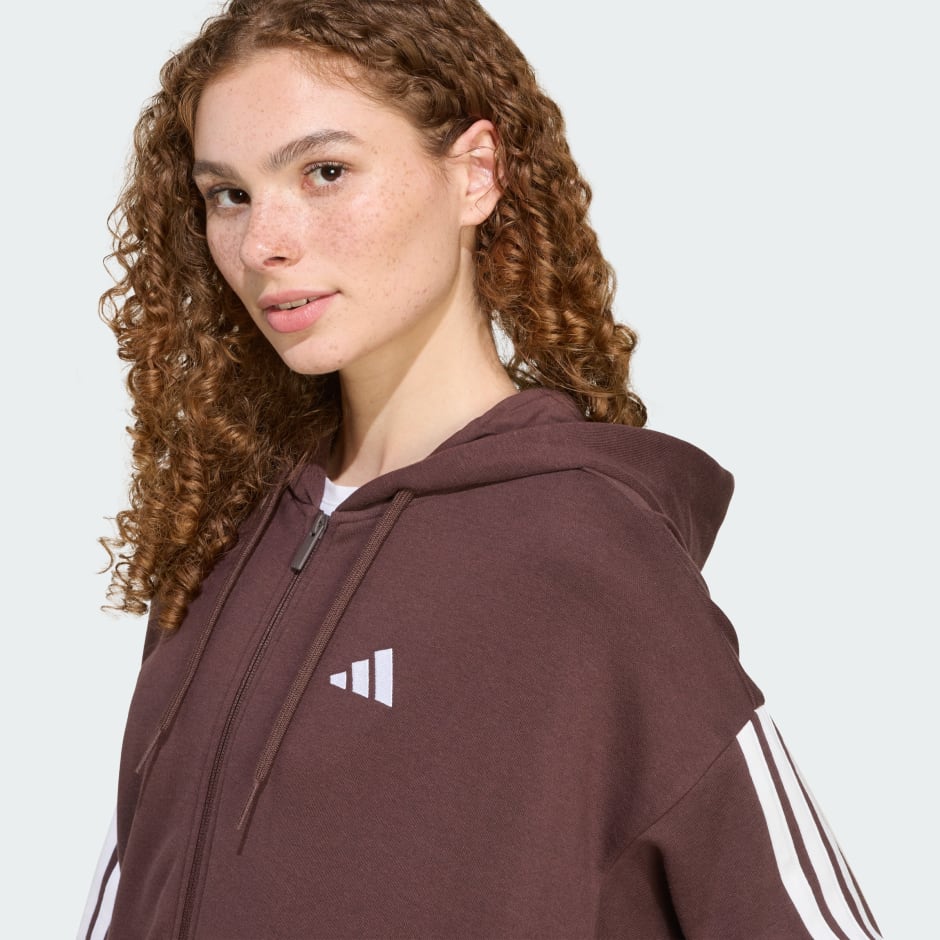 جاكيت بقبعة Essentials 3-Stripes French Terry