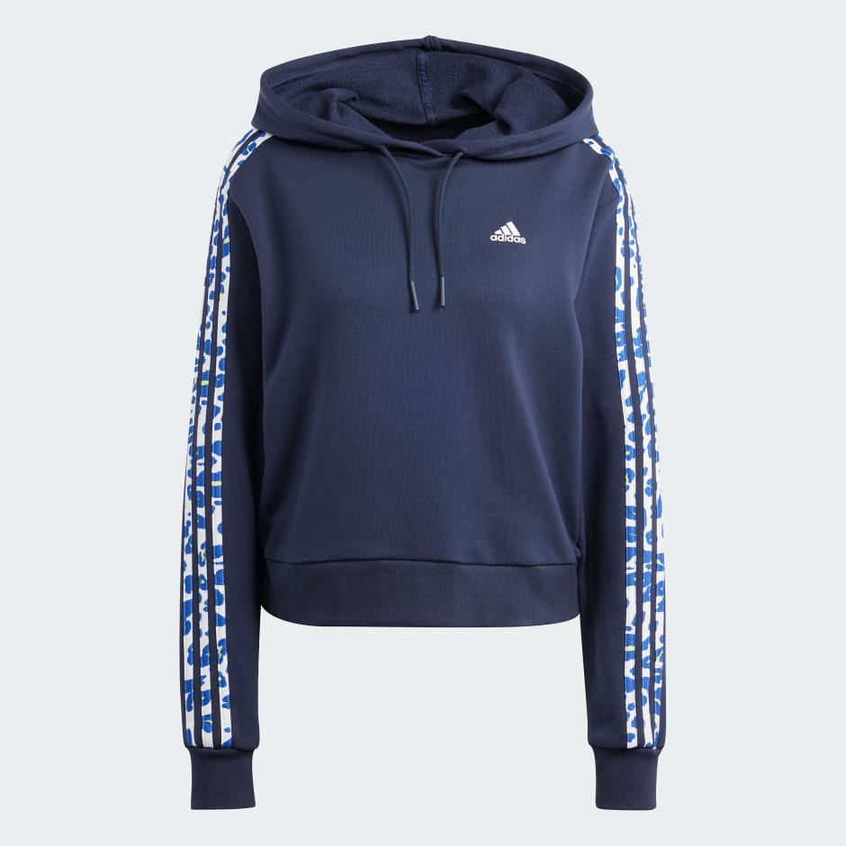 Essentials 3-Stripes Animal Print Relaxed Hoodie