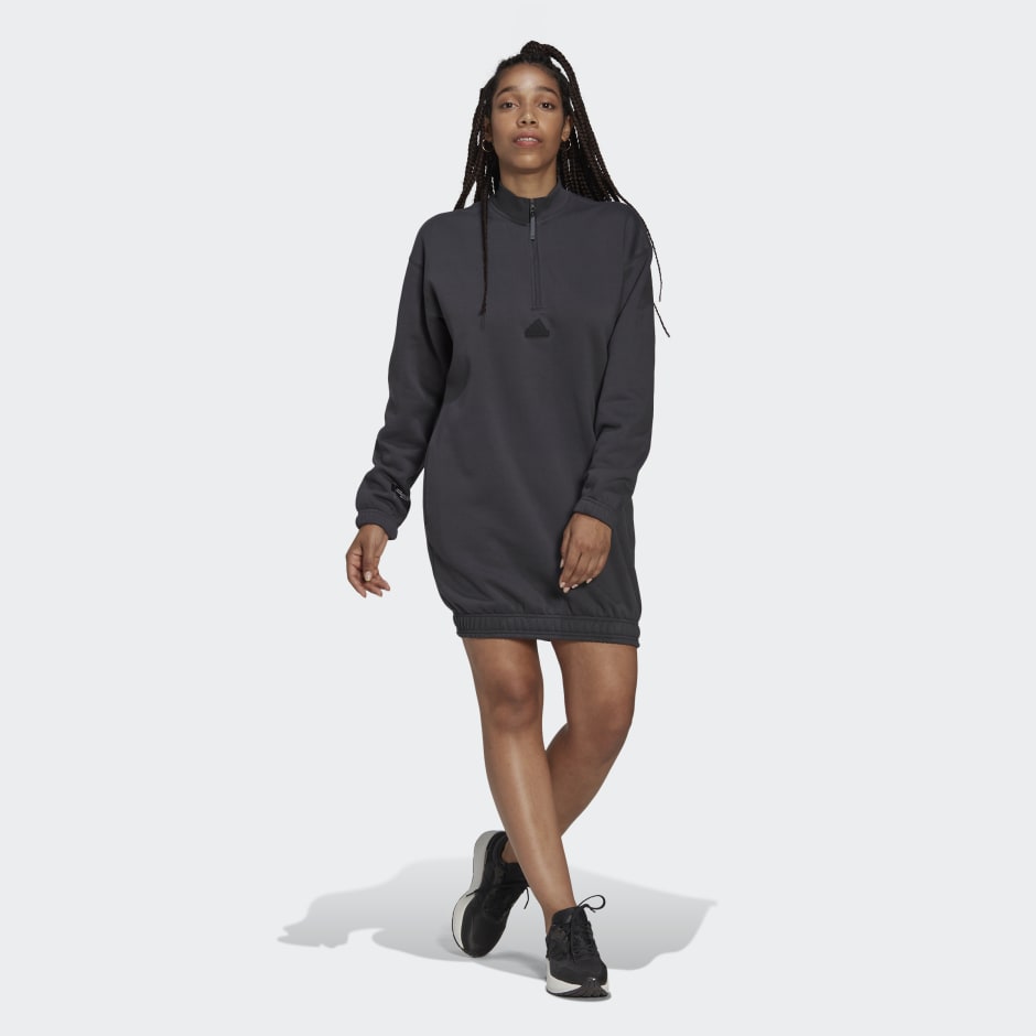 Women's Clothing - Half-Zip Sweater - Grey adidas Kuwait
