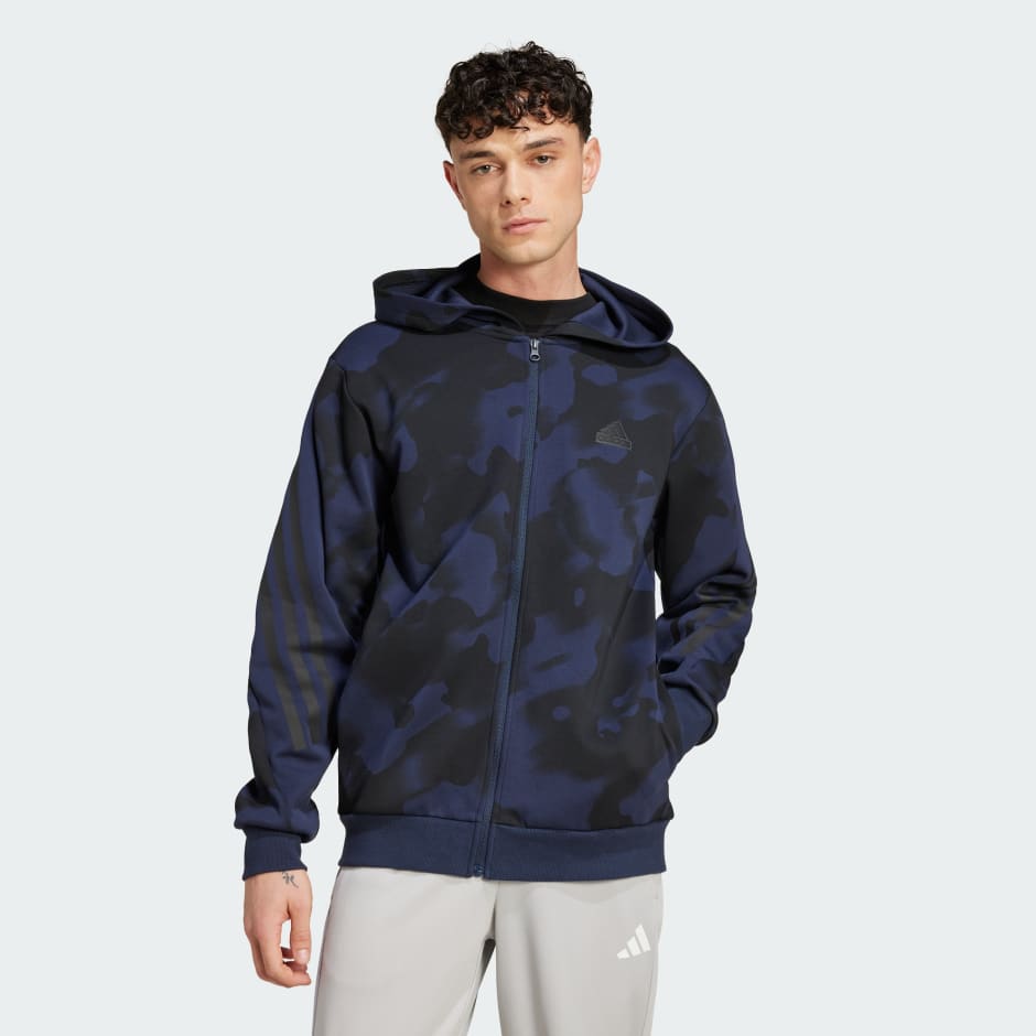 Future Icons 3-Stripes Allover Print Full-Zip Hoodie