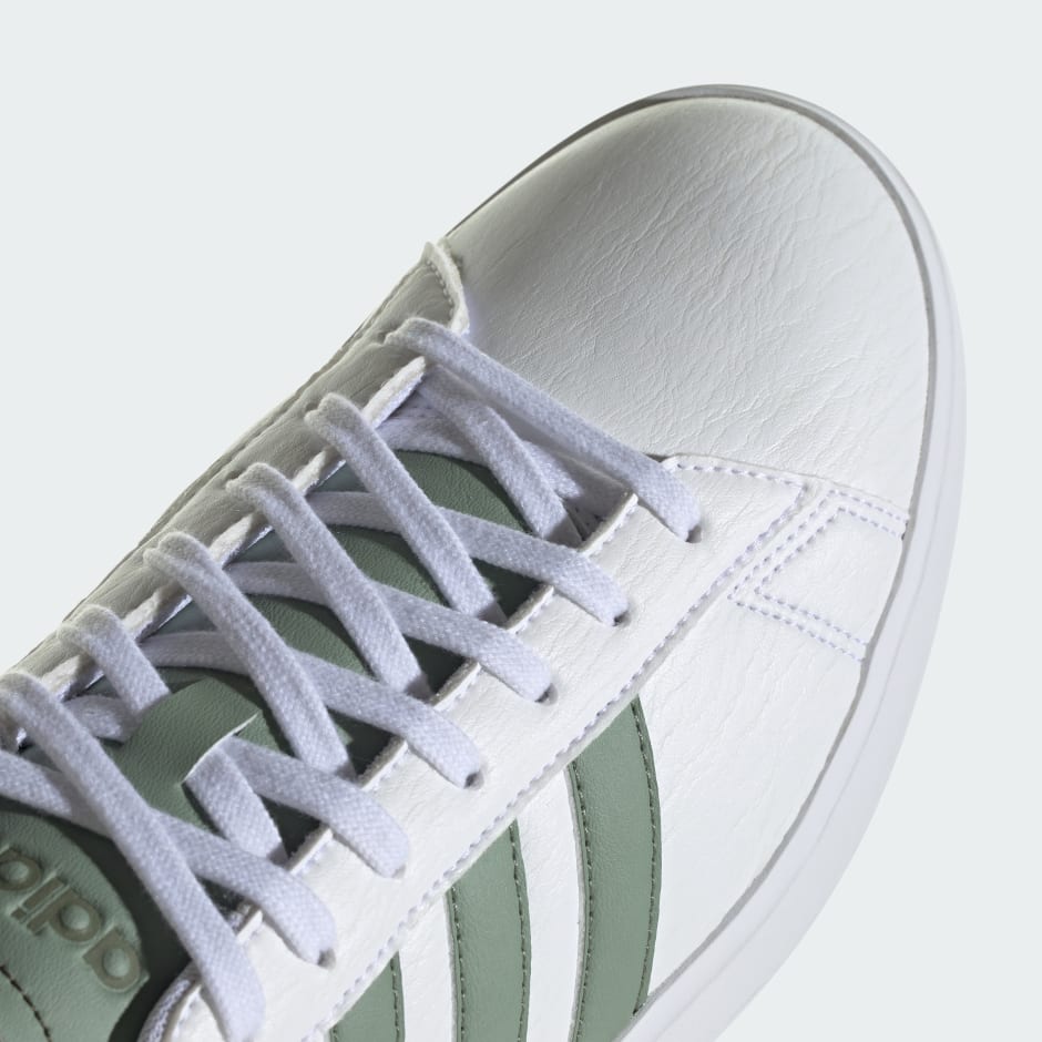 adidas White & Green Grand Court 2.0 Trainers