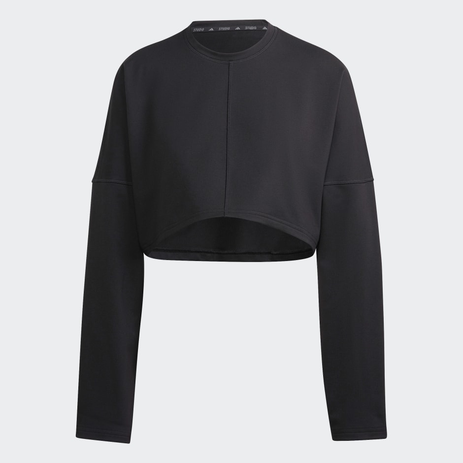 Clothing - Yoga Studio Crop Sweatshirt - Black | adidas South Africa