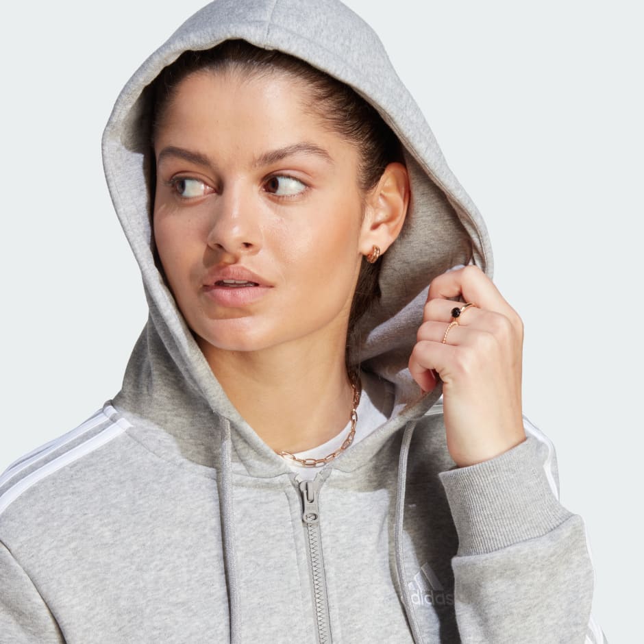 Essentials 3-Stripes Full-Zip Fleece Hoodie