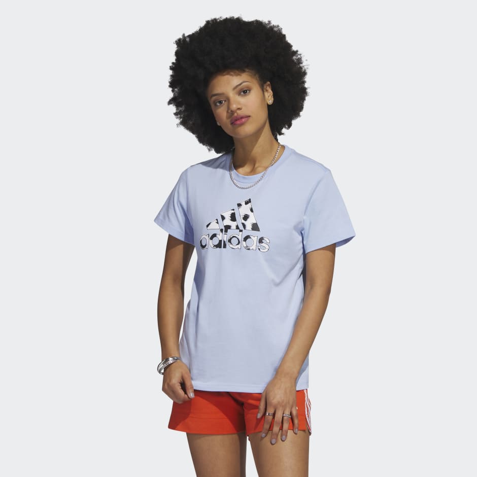 Conciliar resultado Volcánico adidas Animal Print Badge of Sport Tee - Blue | adidas OM