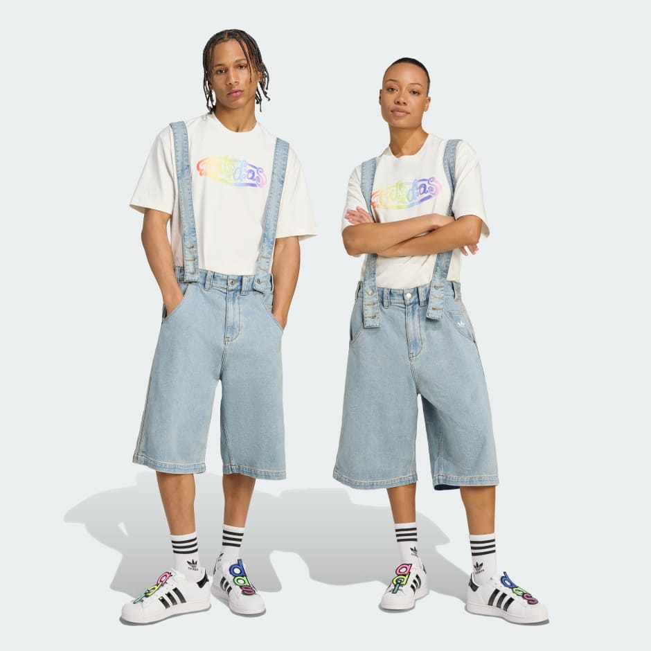 Salopetă adidas x Jeremy Scott, din denim