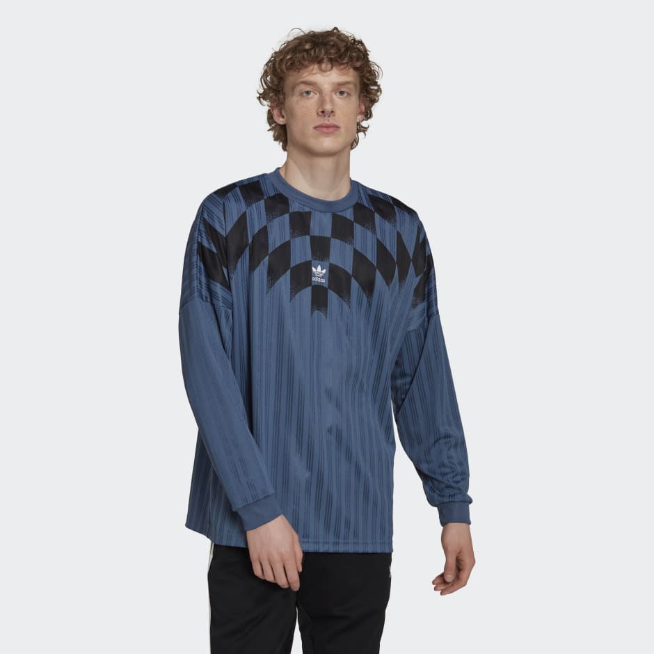 Clothing - adidas Rekive Graphic Long Sleeve Jersey - Blue | adidas ...