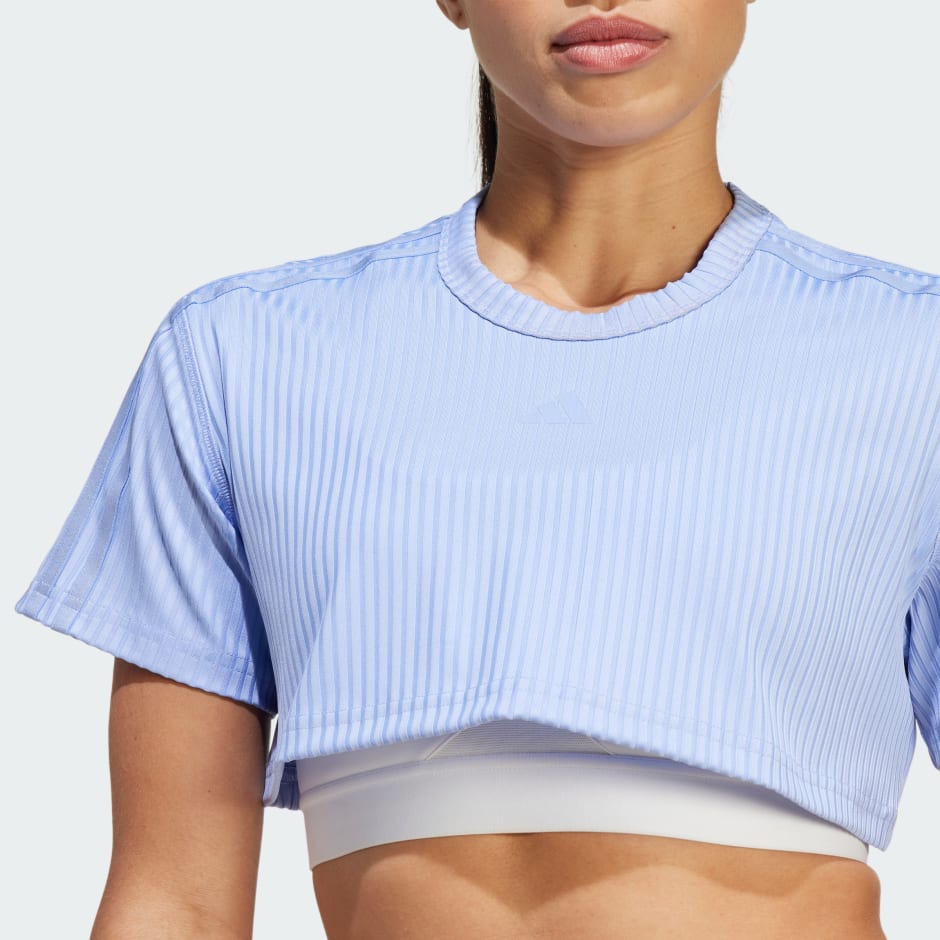 All Gym Seasonal Rib Crop Tonal 3-Stripes Tee