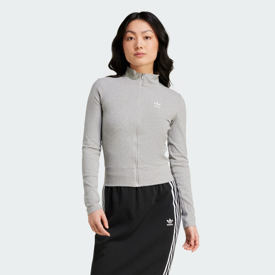 Chaqueta Deportiva Essentials Acanalada Cierre Frontal