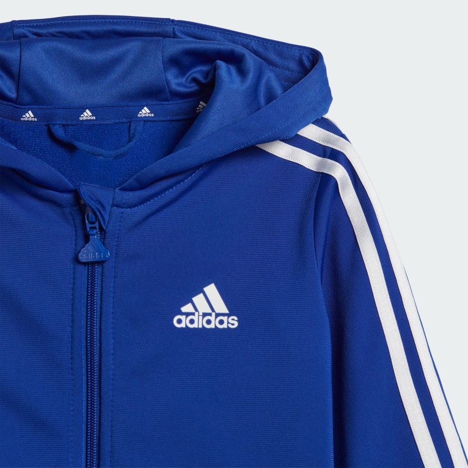 Clothing - Essentials Shiny Hooded Track Suit - Blue | adidas South Africa