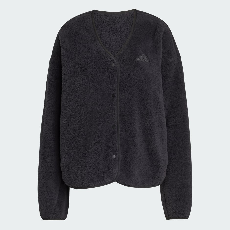 Cardigan din fleece Future Icons cu 3 dungi