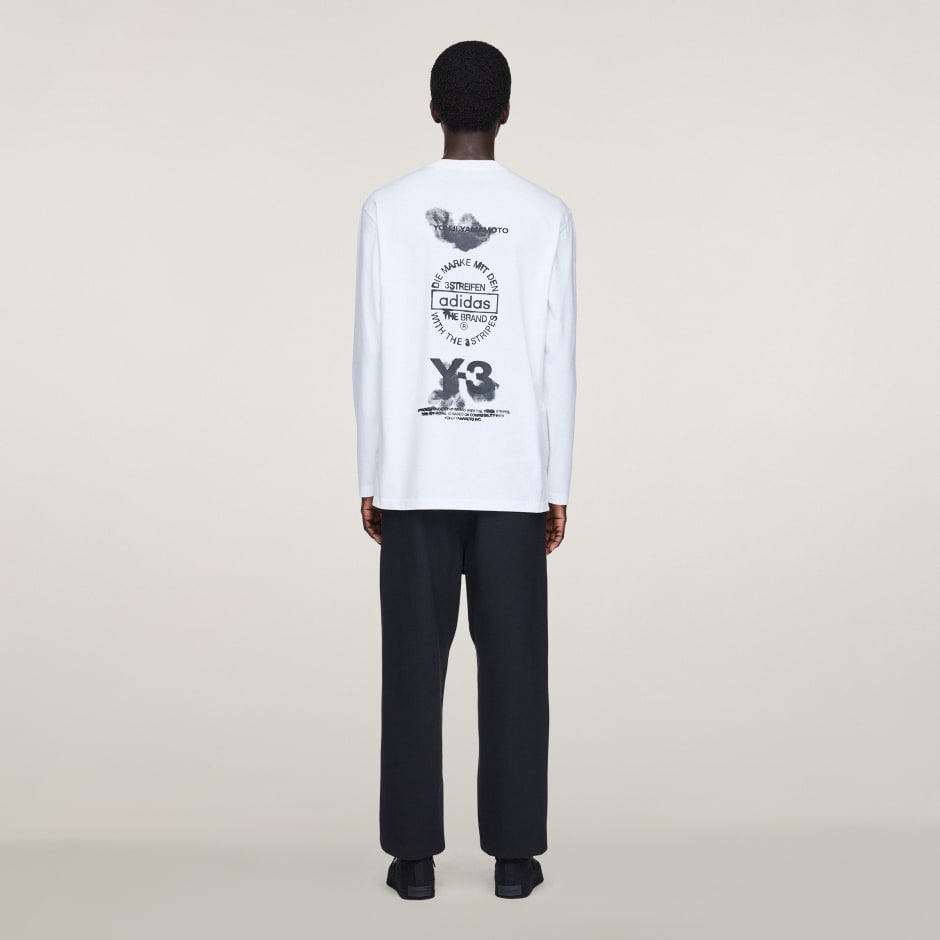 Tricou Y-3 cu imprimeu grafic, cu m&acirc;neci lungi