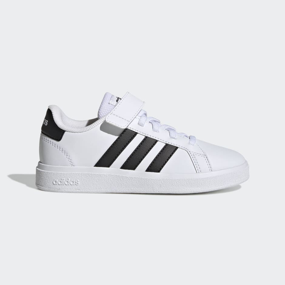 adidas Grand Court Court Elastic Lace and Top Strap Shoes - White