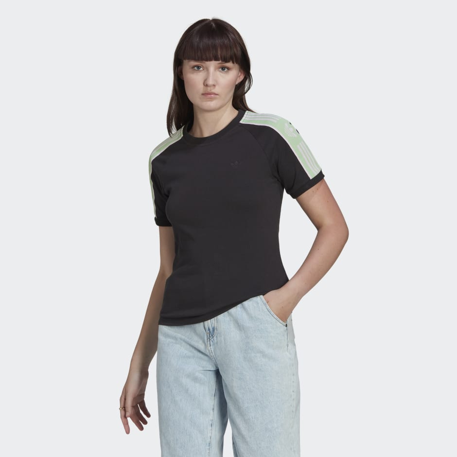 Atar Anuncio Artista Women's Clothing - Tape Tee - Black | adidas Saudi Arabia